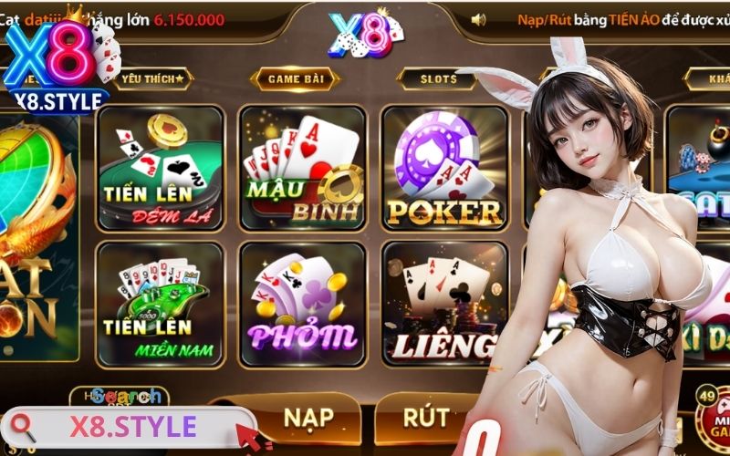 Giới thiệu sảnh game bài X8, nhiều tựa game quen thuộc và mới